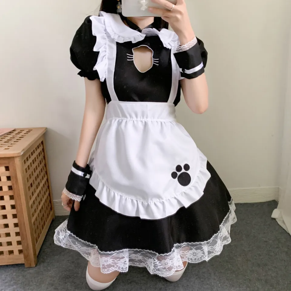 Sexy Black Cat Girl Women Fantasy French Maid Outfit Men Gothic Sweet  Lolita Dress Anime Cosplay Costume Plus Size XXXL XXXXL | Lazada.co.th