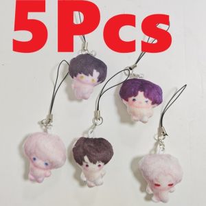 5Pcs/Pack Love and Deepspace Kawaii Plush Pendant Keyring Xavier Zayne Rafayel Sylus CalebSoft Doll Phone Chain Gift for Fans