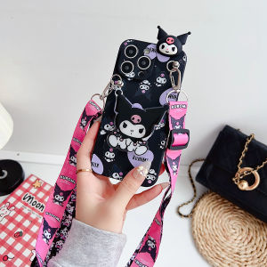 DIMBEPLY Fashion 3D Doll Cute My Melody Phone Case For Redmi 12C 13C 5G 9A 10 10C 12 A3 4G Note 10 11 12 13 Pro 5G 10s 11s 12s Lovely Cartoon Heart Kuromi Cover with Long Strap Lanyard Bracket Soft TPU Case