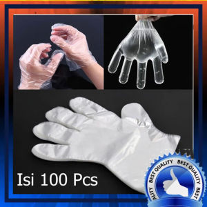 ( 100 pcs ) Sarung Tangan Plastik Bening Kantong Sekali pakai Disposable Hand Gloves Food Hand