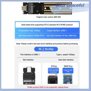 Ditur M.2 NVME PCIe NGFF SATA Protocol Case Clear USB Type C 10Gbps PCI-E Transparent External Hard Disk Box Case For Laptop Phone