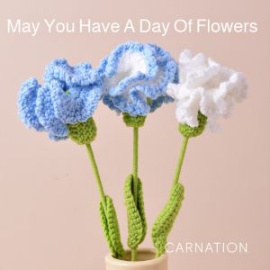 Handmade Simulated Knitting Carnation Bouquet Mothers Day Holiday Gift Crochet Knitting Bouquet