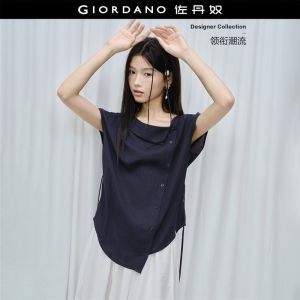 Giordano Women Diagonal placket dolman sleeve shirt Free Shipping 18346612