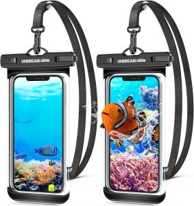 UNBREAKcable Waterproof Phone Pouch-2 Pack IPX8 Waterproof Phone Case for iPhone 17 16 15 14 13 12 Pro Max & Samsung S25 S24 S23-Dry Bag & Travel Essentials for Beach Pool Kayak & Cruise-7" Black