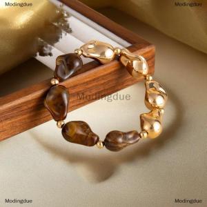 [COD] Modingdue Simple Baroque Irregular Resin Bracelet Bohemian Colorful Beads Bracelet Splicing Bangle Daily Charm Jewelry Accessories Gifts