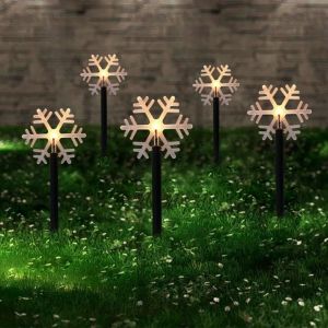 MAKERVY 5Pcs/Set LED Solar Christmas Lights Landscape Light Waterproof Pathway Lights Creative Christmas Stake Lights For Garden
