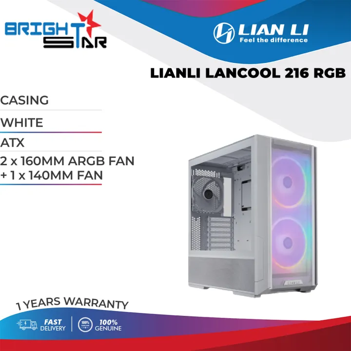 PC CASE / LIANLI LANCOOL 216 RGB / WHITE,BLACK / ATX / 2 x 160MM ARGB FAN + 1 x 140MM FAN / 1Y WARRANTY /