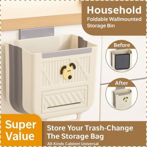 Garbage Bin Versatility not Picky About Cabinets Folding Trash Can Eco-friendly Material