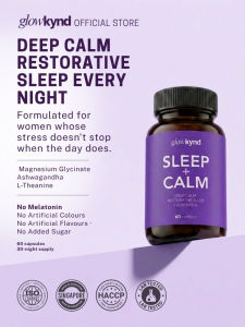 GlowKynd Sleep + Calm Supplement 60s | Magnesium Glycinate Ashwagandha | Deep Sleep Melatonin Free