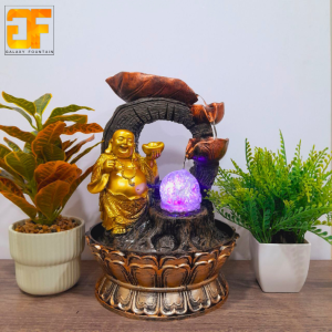 Golden Laughing Buddha LED Crystal Ball Water Fountain Decor