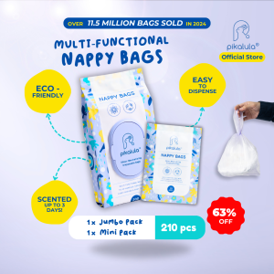 (210 Pieces Trial Set) Pikalula Nappy Bags Odour Neutralising Disposable Bags Scented Biodegradable Diaper Garbage Rubbish Plastic Fragrant for Baby Plastik Wangi Untuk Lampin Anak Bayi