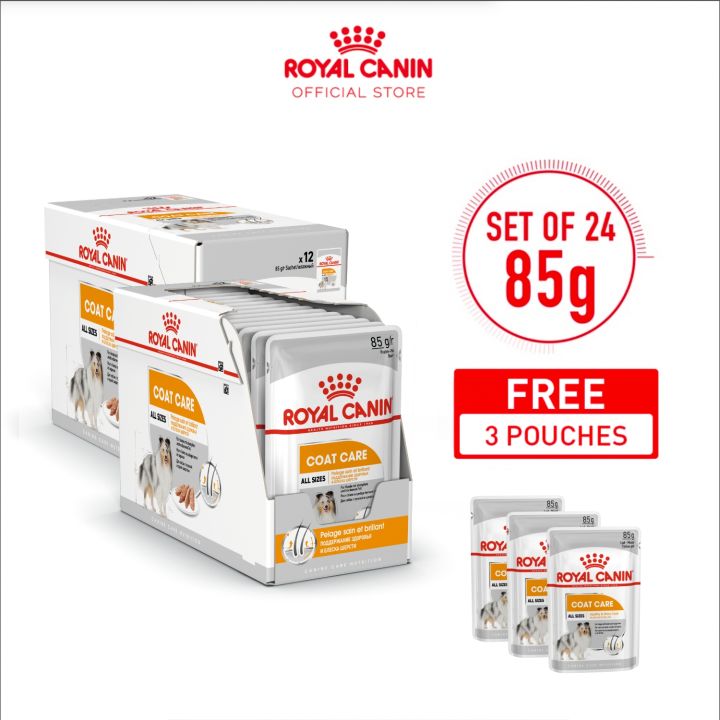 Royal Canin Coat Care Adult Wet Dog Food (85g x 24 pouches) Canine