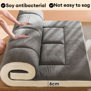 CASA Tilam Mattress Topper Tatami Mattress 9CM Foldable Thicker Matress Single/Queen/King Grey Mattress Feather Velvet Soft Tilam Matress 床垫