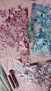 Patchlace bunga big hijau botol