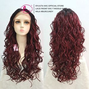 Ryuuta Wig Lace Front Wig Mermaid Wave Panjang Mila Black Burgundy Blonde 28 inch 70 cm