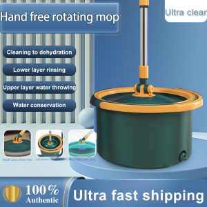【Free 2PCS Replace Cloth】Spin Mop Water Separation 360 Cleaning with Bucket Microfiber Cloth No Hand-Washing Floor Floating Mop Household Cleaning Tools