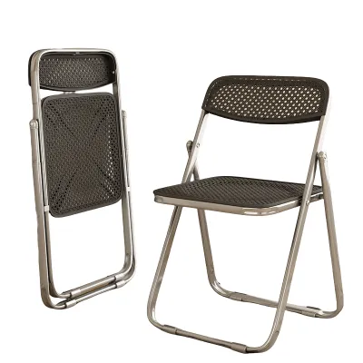Minimalist Rattan Design Foldable Chair / Space - Saving / Office Chair / Dining Chair / Simple Outdoor Chair