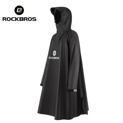 ROCKBROS Motorcycle Raincoat Men Women Cycling Hiking Reflective Hooded Raincoat Durable Adjustable Electric Bike Bicycle Long Raincoat with Widened Brim Adult Portable Oversized One-Piece Style