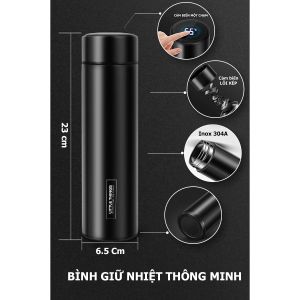 Bình đựng nước giữ nhiệt 500ml inox 304 có hiển thị nhiệt độ 2 lớp giữ nhiệt nóng lạnh cao cấp