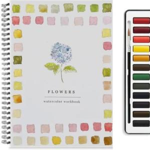 Twin Coil Binding Watercolour Sketchbook 200 Pages 120GSM Watercolour Paper Pad with 12 Color Watercolor Paint and Brush