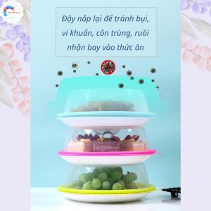 [HCM][GỒM 3 MÀU] Nắp Đậy Đĩa Thức Ăn Đậy Thực Phẩm Đa Năng -SOHANEI FAM - Chất Liệu Nhựa PP An Toàn Cho Sức Khỏe Có Thể Cho Vào Lò Vi Sóng Giúp Đậy Kín Thức Ăn Giữ Độ Tươi Ngon Chống Ruồi Bụi Côn Trùng