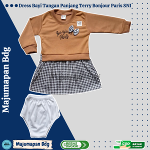 Dress Bayi Anak Tangan Panjang Terry Bonjour Paris SNI Unge 6-18 Bulan ZDS09
