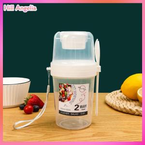 [Hill Angelia] Breakfast Fruit Oat Yogurt Salad Cup With Lid And Spoon Two-layers Food Storage Bento Box Fitness Fat-Reduced Taper Bowl