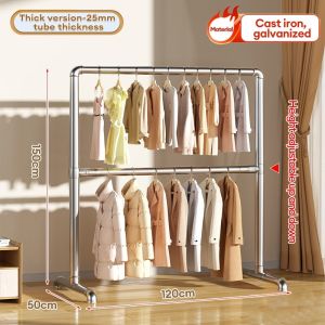 Pipe Clothes Rack | Double Layer Double Rod Thickened  | Home Balcony Steel Pipe Clothes Rack | Outdoor & Indoor | Rak Pakaian Paip