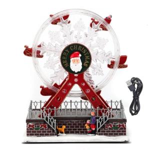 Christmas Rotating LED Light Up Ferris Wheel Music Box With Clear Sound USB Cable For Holiday Party Decoration