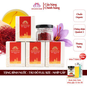 Combo 4 hộp (hộp/1gr) saffron Kingdom Herb hữu cơ nhụy hoa nghệ tây Iran chính hãng super negin thượng hạng