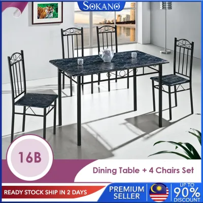 (EXTRA PROTECTIVE PACKAGING) SOKANO HP038 Dining Table Set with 4 Chairs Home Living Furniture Meja Makan 4 Kerusi Perabot Rumah