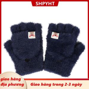 [COD] SHPYHT Giao hàng địa phương Mùa đông phụ nữ nửa ngón tay Flip-Top Găng Tay sinh viên dễ thương Cô gái phim hoạt hình ấm áp thoải mái mềm mại phong cách dày đan găng tay