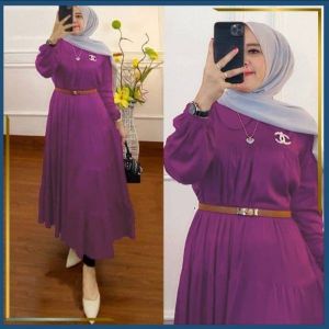 . K-FASHION Gamis Jumbo Cantika Polos Rayon Cringkle Airlow Busui Resleting Baju Lebaran Terbaru