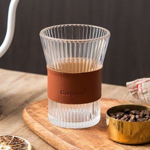 Ly Thủy Tinh Chịu Nhiệt Có Vòng Gỗ Chống Nóng - Ly trà Cốc Coffee Độc Đáo Dung Tích BAUHO