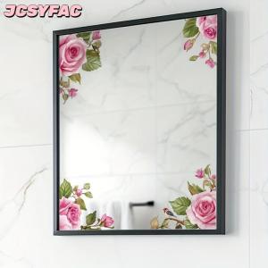 JCSYFAC Mùa Xuân Màu Xanh Lá Cây Lá Và Hoa Tường Dán Glass Sticker Cho Vòi Hoa Sen Cửa Ra Vào Gương Phòng Tắm Kính Tự Dính Có Thể Tháo Rời
