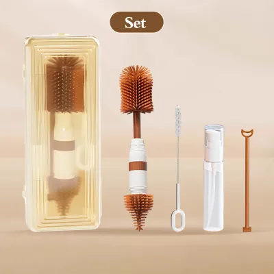 Mumystation 5In1 Baby Bottle Brush Set Portable Baby Bottle Cleanser Soft Silicone Nipple Bottle Brush Travel 奶瓶刷 With Storage Box