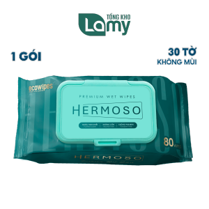 TỔNG KHO_Khăn ướt cao cấp cho bé Hermoso gói 80 tờ an toàn cho da nhạy cảm không paraben không chất tẩy trắng