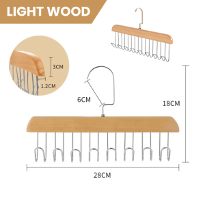 Home2U🏡 Wood Hanger 8 Hook Multipurpose Bra Hanger Hanger Baju Clothes Hanger Tie Belt Camisole Underwear Hanger