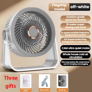 (Ship in 24hrs)Multifunctional Fast Air Circulating USB mini Fan Portable rechargeable Electric Wall-Mounted Desktop Fan High speed brushless Motor