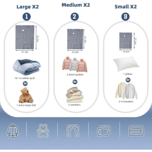 Cloth Vacuum Storage BagsVacuum Seal Bags for Clothing with Hand PumpSpace Saver Bags for Luggage ComfortersBlankets