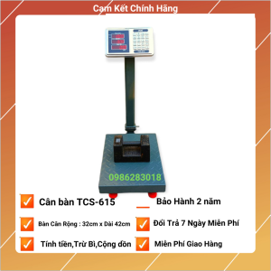 Cân tính tiền điện tử cân bàn TCS- 615 ( 100KG &150KG ) dùng cho cân các mặt hàng lớn ( bảo hành 24 tháng )