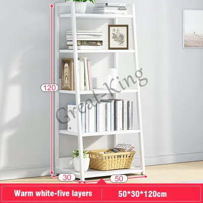 Great-King Book Shelf Ladder Shelf Rack Display Rack Floor Shelf Wooden Cabinet Organizer for Living Room Bedroom