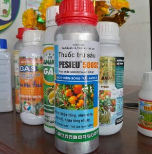 PESIEU 500SC Với hoạt chất thuốc Diafenthiuron Dạng sữa Sạch nhện-Bóng trái-Xanh lá chai Nhôm 500ml