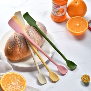 MIRELINA 1pc Heat Resistant Spatulas Silicone Long Handle Kitchen Accessories Colourful Dual-Ended Jam Spatula for Cooking Baking