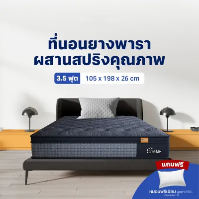 Dreame ที่นอนยางพาราแท้ 3.5ฟุต 5ฟุต 6 ฟุต หนา10นิ้ว สัมผัสแน่น ลดแรงกดทับ บอกลาอาการปวดหลัง สัมผัสนุ่มแน่น COD