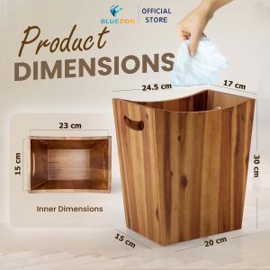 Thùng rác gỗ BLUEZON sọt gỗ đa năng để phòng khách văn phòng lịch sự sang trọng