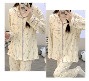 Bộ Đồ Bầu Và Sau Sinh Dài Tay AZ40 Chất Liệu Cotton Co Giãn Có Khe Mở Cho Con Bú