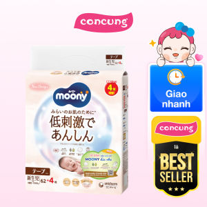 Tã dán Moony Natural (NB 62 miếng + 4 miếng) - concung