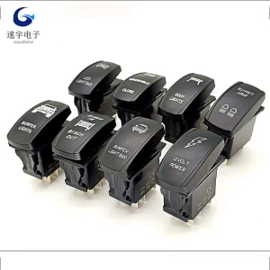 5 Pin Toggle Switches 20A 12V Blue LED Lighted Waterproof Rocker Switches Waterproof Marine Boats Rocker Switches