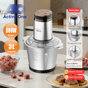 ACTIVEONE 3L Stainless Steel Food Processor Blender Large Capacity Electric Meat Grinder Household Powerful Food Blender Pengisar Daging Berkuasa Tinggi - Fulfilled by ACTIVEONE